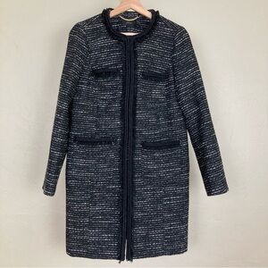 J. Crew Tweed Lurex Lady Coat with Braided Trim
